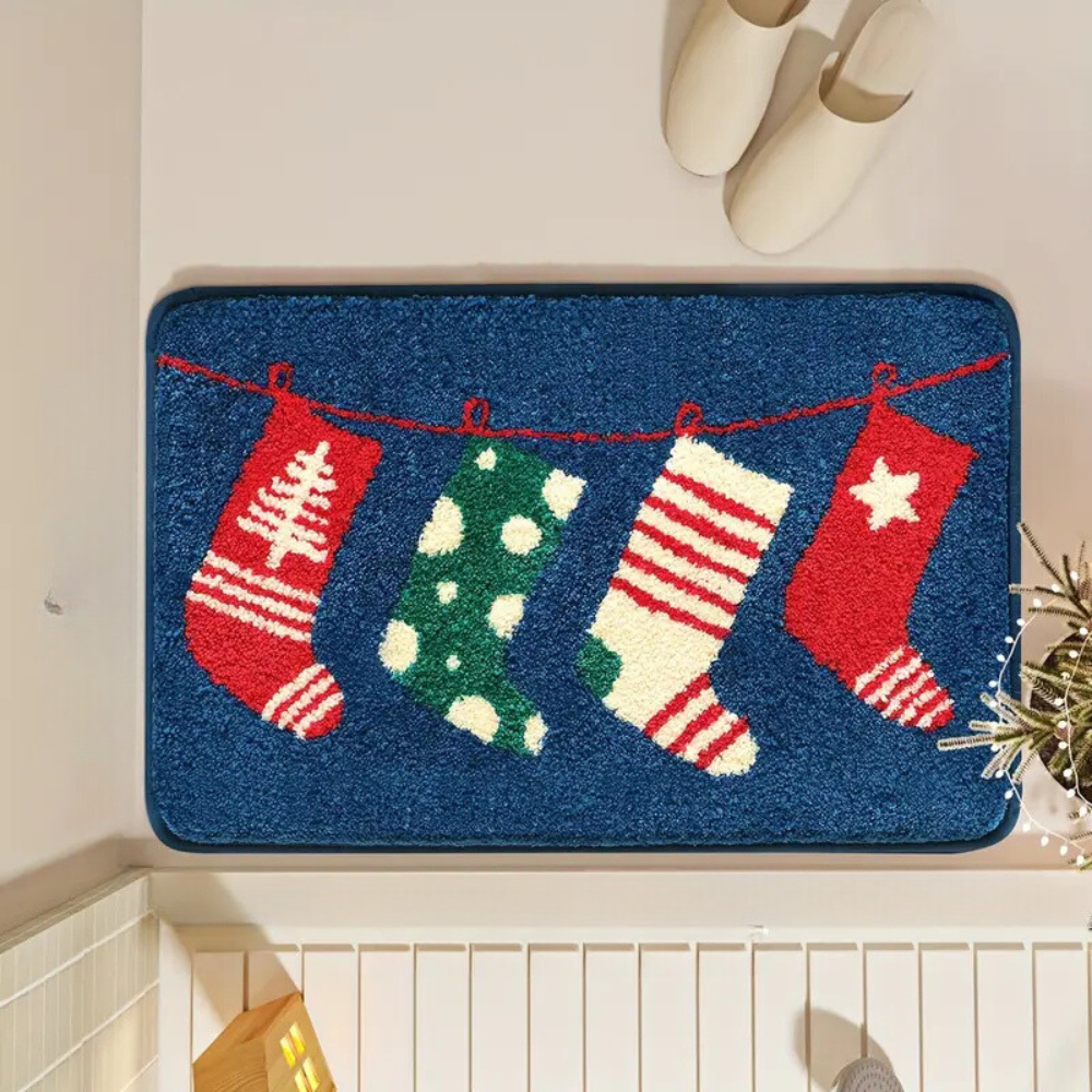 Christmas Stockings Bath Rug