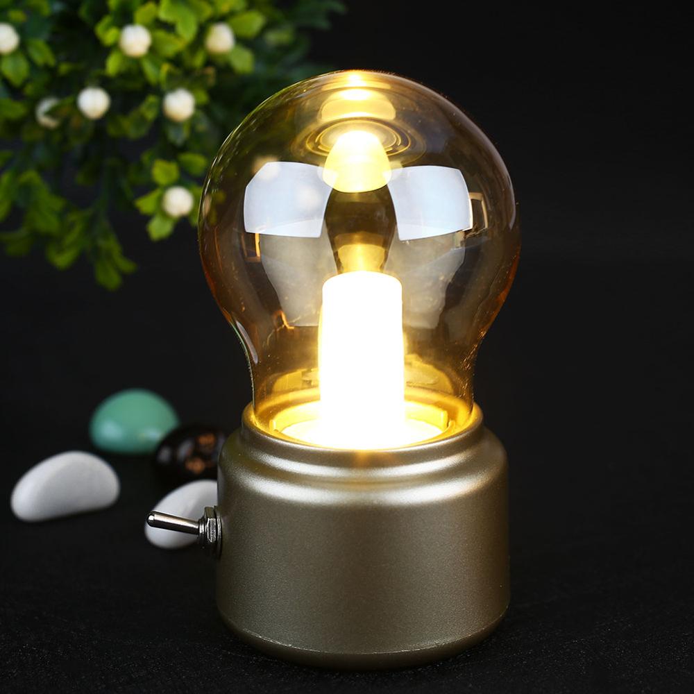 Decorative light bulb with a gold base on a dark background