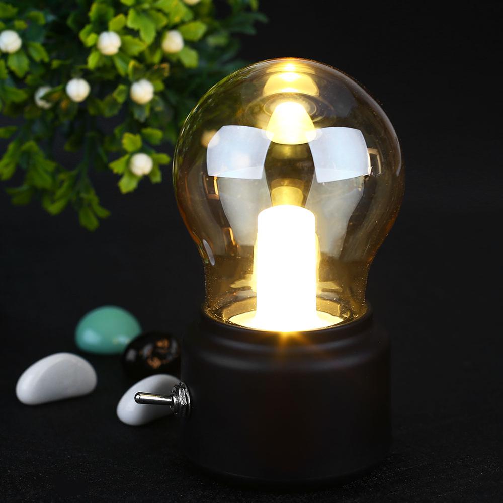 Light bulb-shaped lamp with a dark background and decorative elements