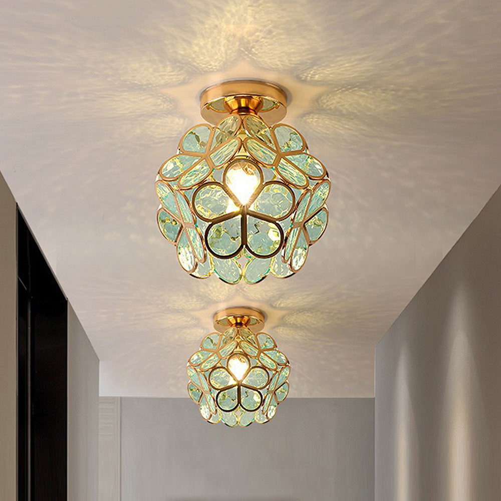 Decorative ceiling lights with floral design on a ceiling