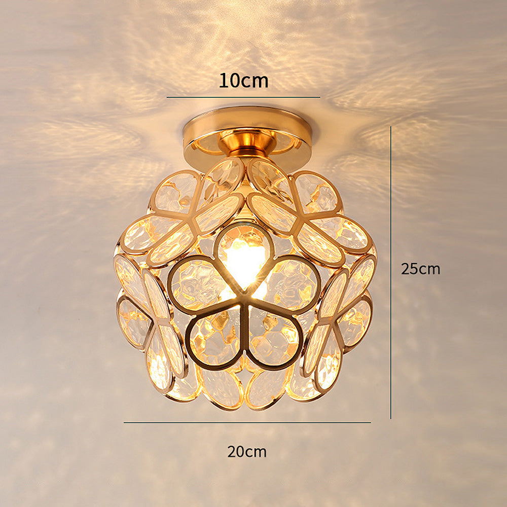 Ceiling light fixture with measurements on a neutral background