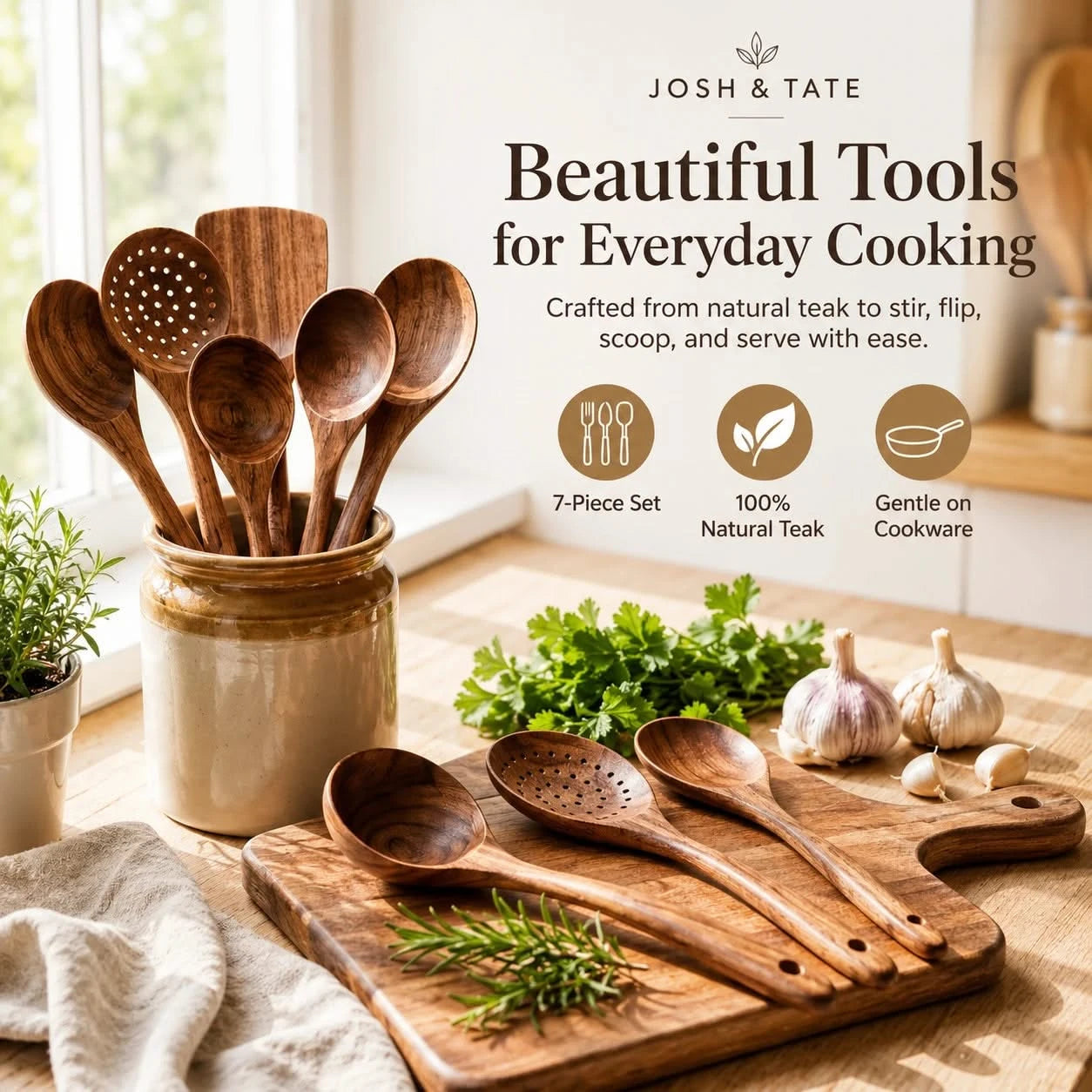 Forest Hearth™ Teak Wooden Utensil Set