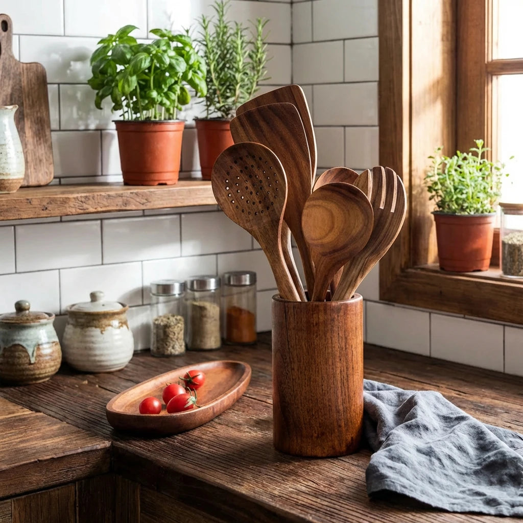 Teak Utensil Holder