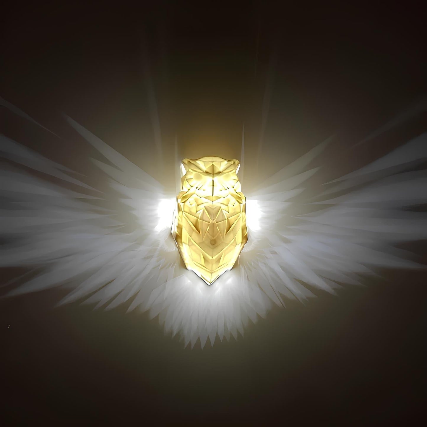 Gold angelic figure with wings on a dark background