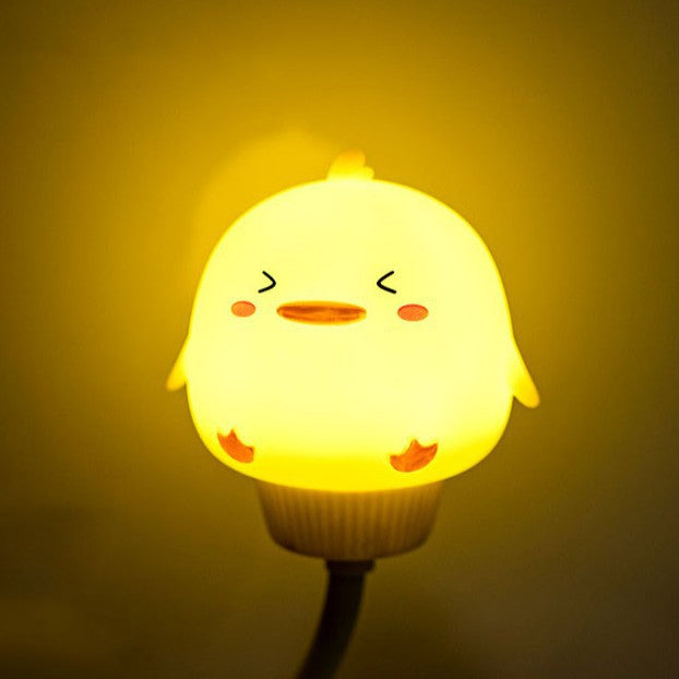 Cute cartoon-style light bulb with a yellow background