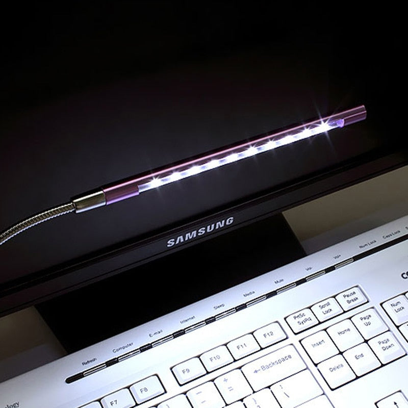 Samsung laptop with a USB light strip on top