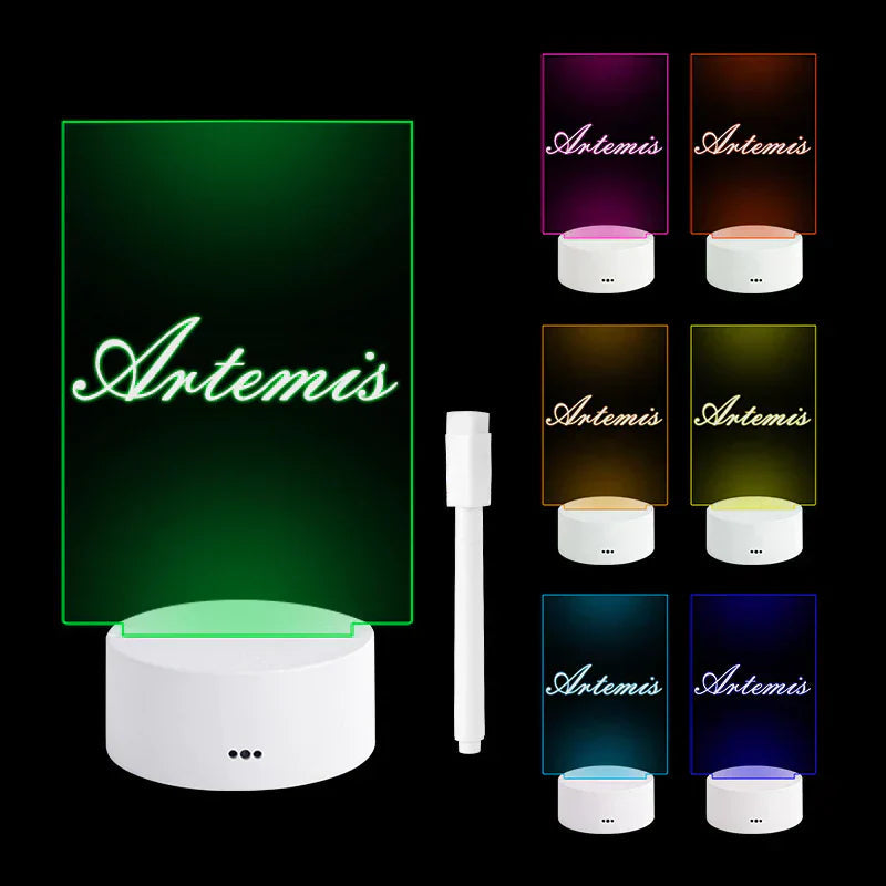 Color-changing LED night light with 'Antemis' branding on a black background