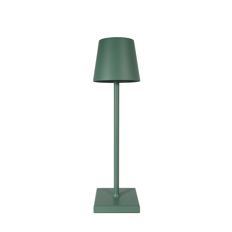 Green table lamp on a white background