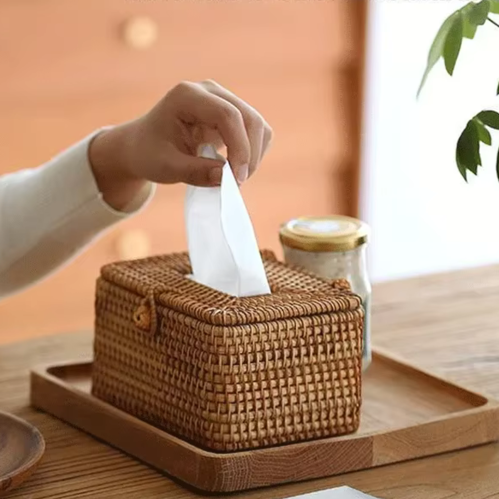 Rattan Weave Tissue Box Holder