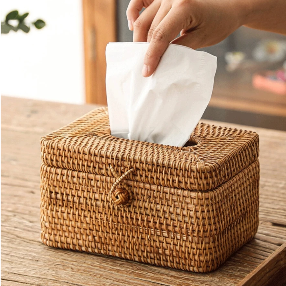 Rattan Weave Tissue Box Holder