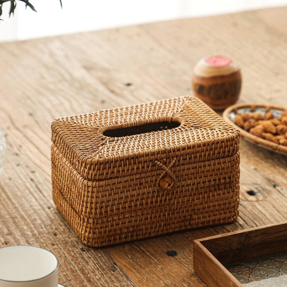 Rattan Weave Tissue Box Holder