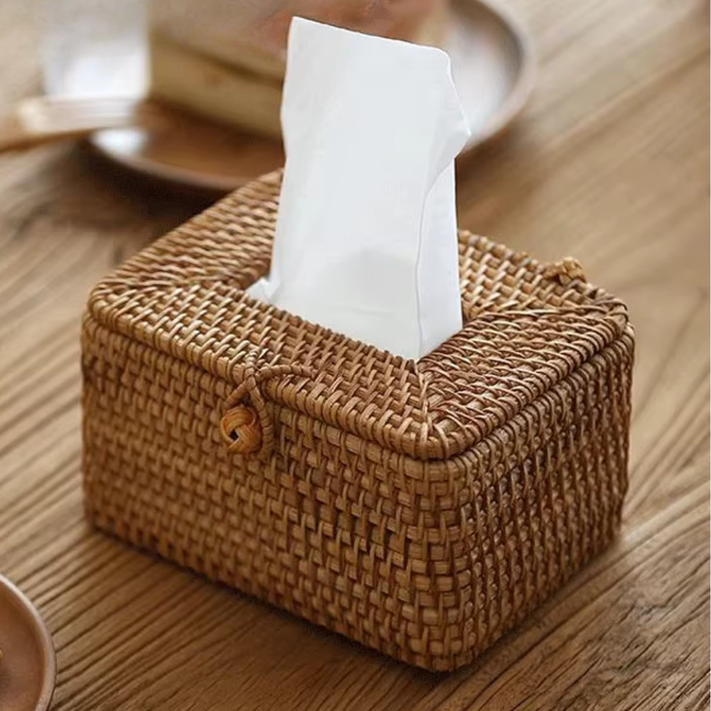 Rattan Weave Tissue Box Holder