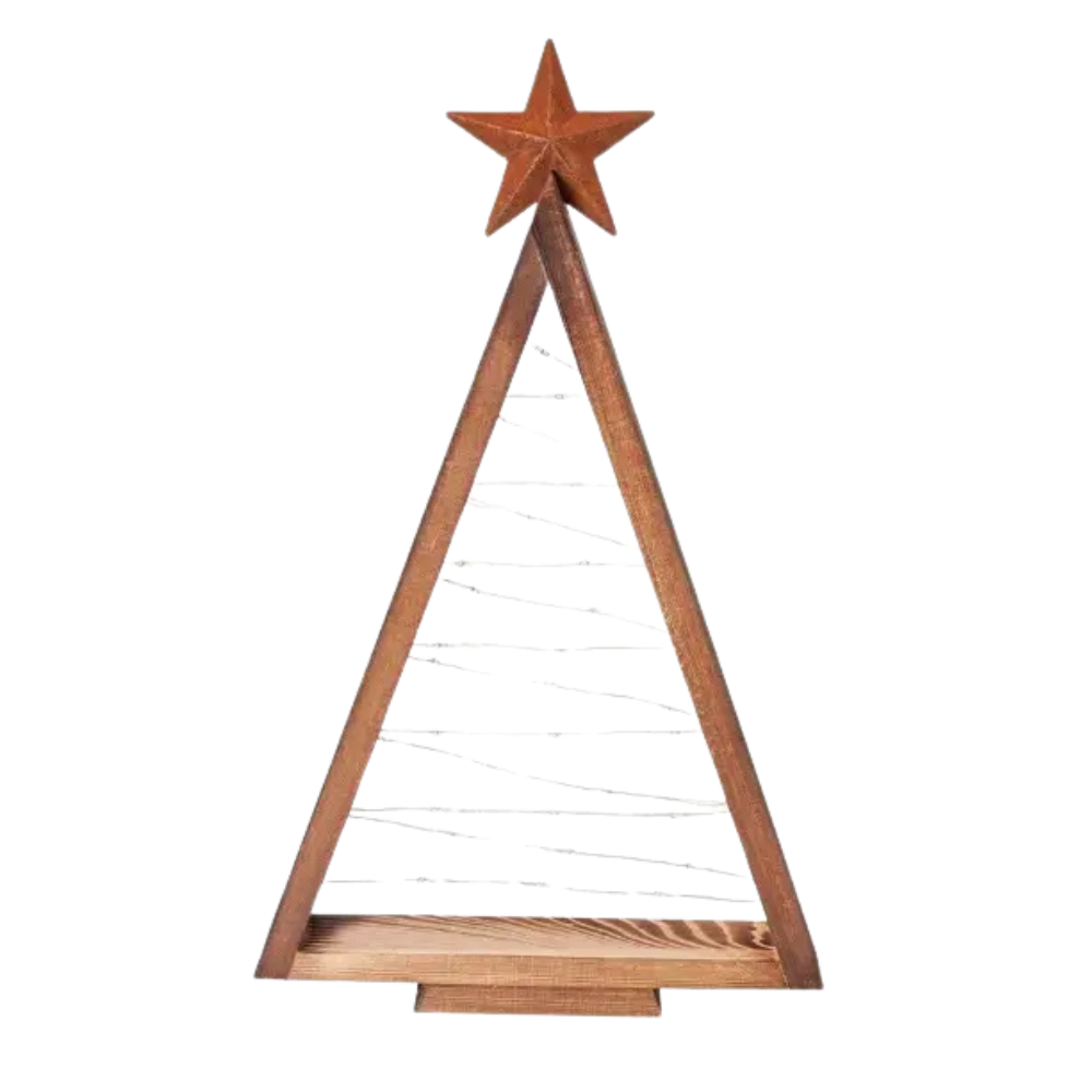 Wooden Christmas Tree Night Light Set
