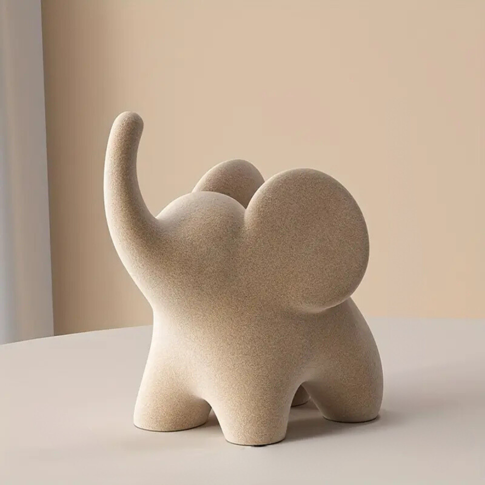 Flocked Elephant Figurine