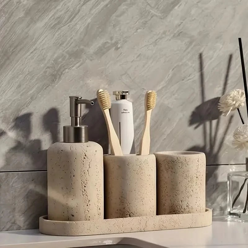 Luxe Travertine-Style Soap Dispenser