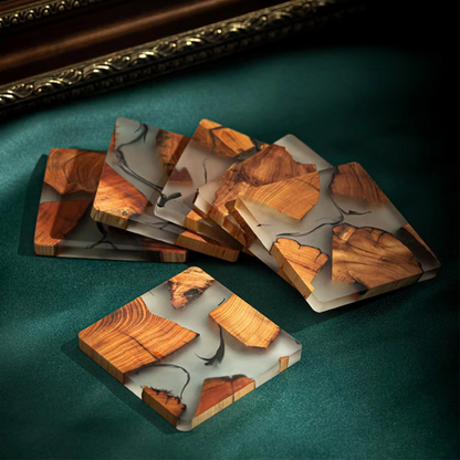 Wood Resin Square Coasters