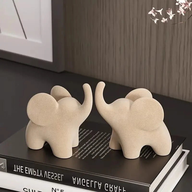 Flocked Elephant Figurine