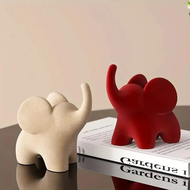Flocked Elephant Figurine