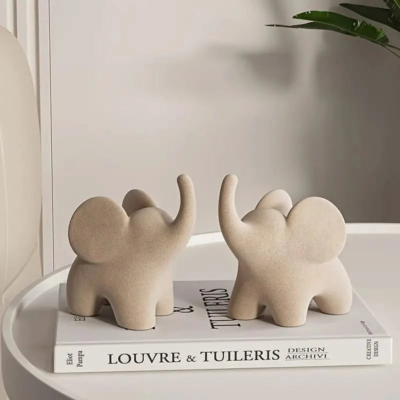 Flocked Elephant Figurine