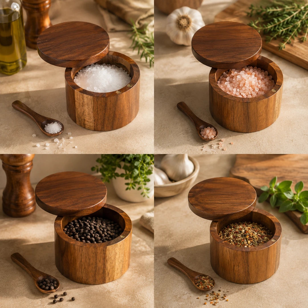 AcaciaJar™ Seasoning Box Storage