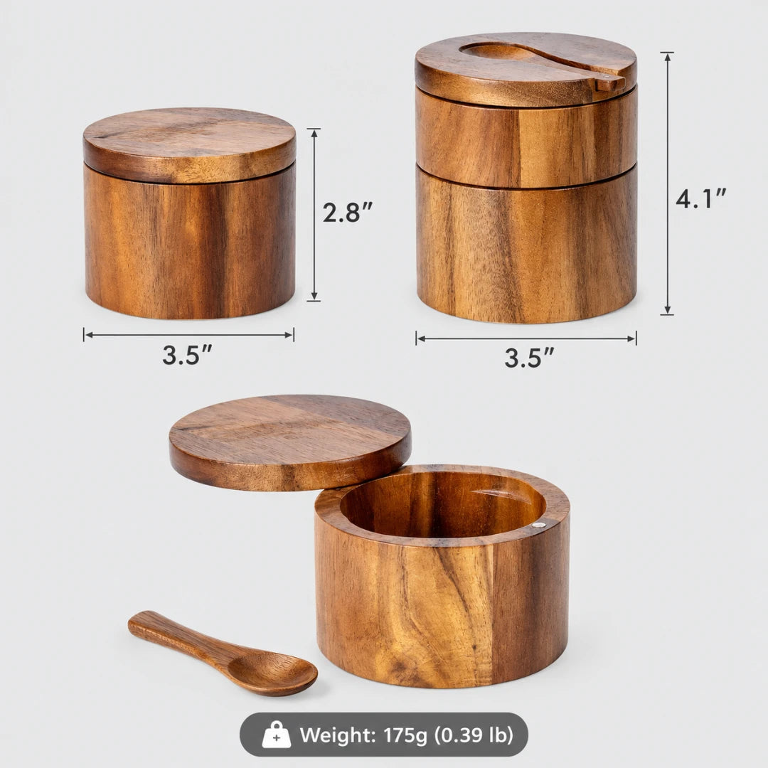 AcaciaJar™ Seasoning Box Storage