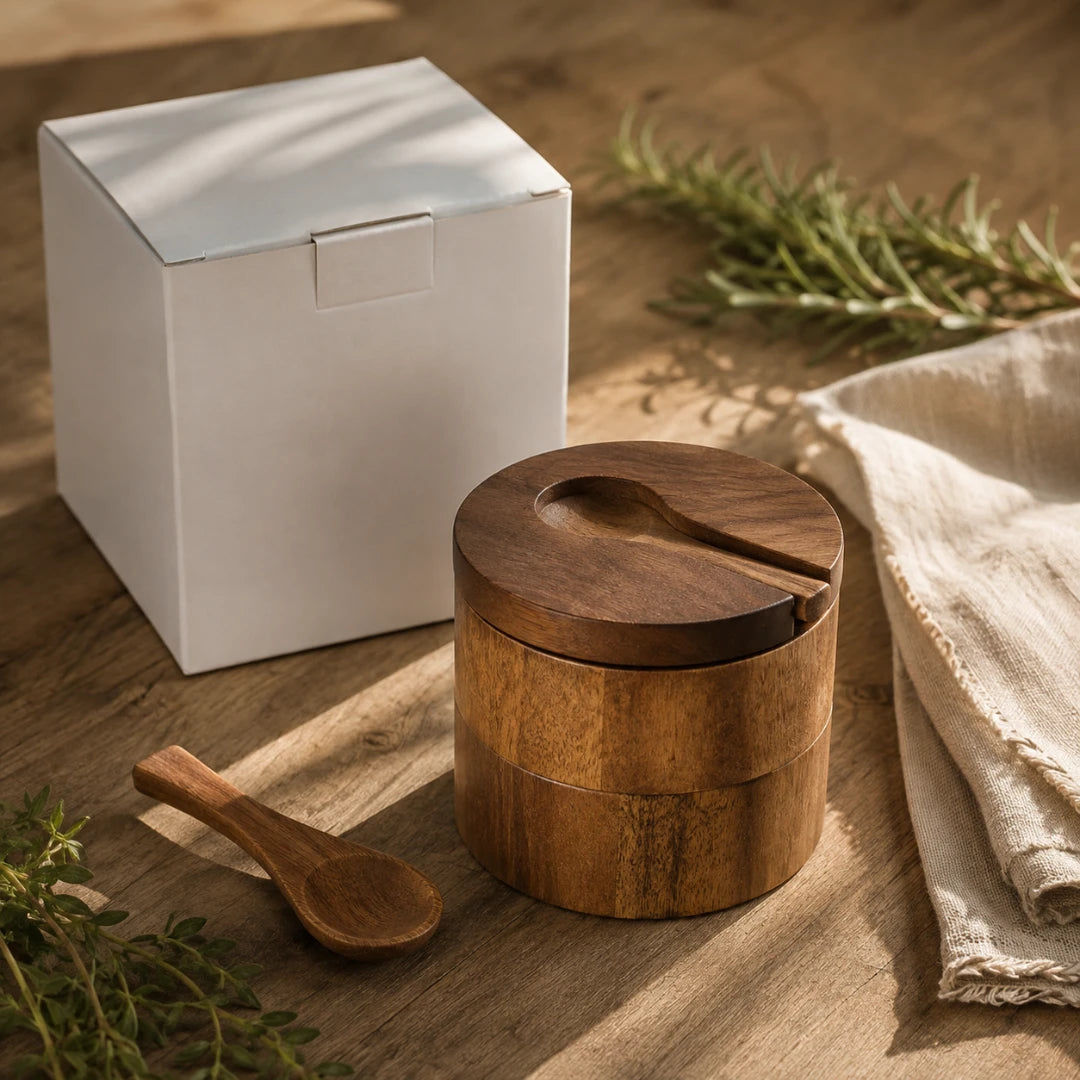 AcaciaJar™ Seasoning Box Storage