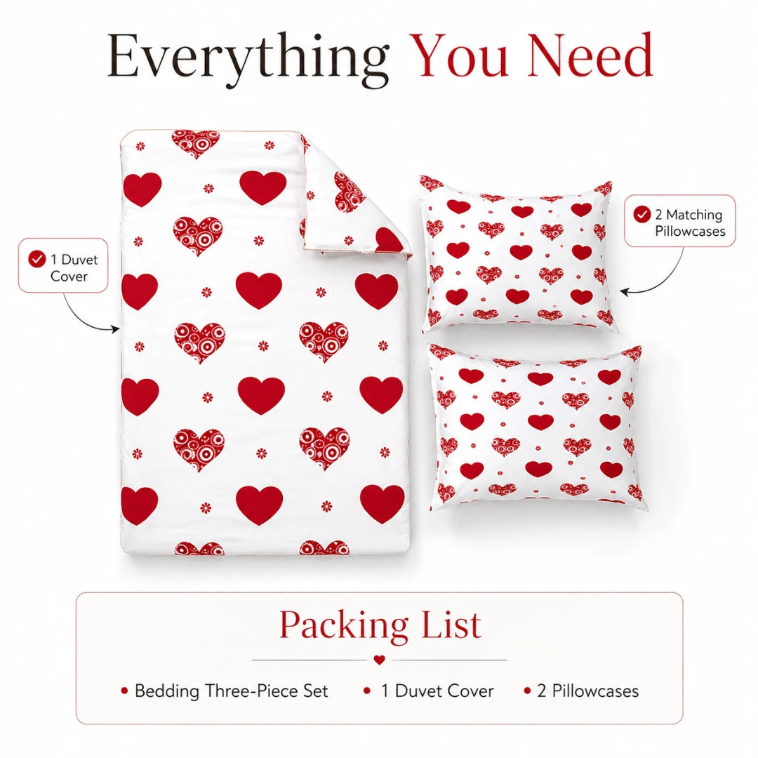 Amora™ Heart Print Bedding Set