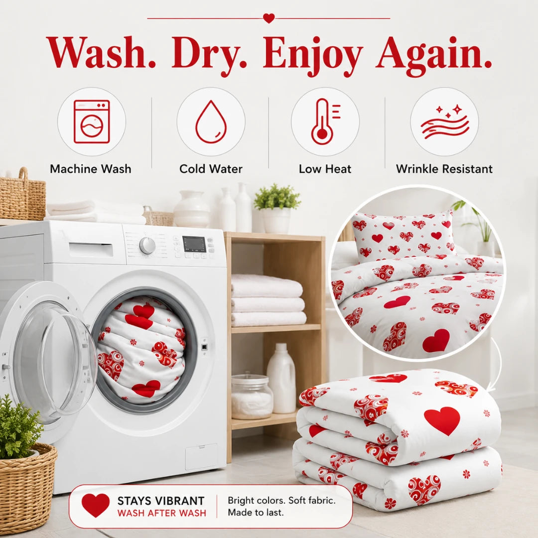 Amora™ Heart Print Bedding Set