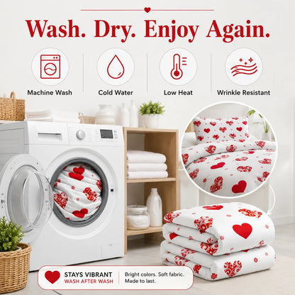 Amora™ Heart Print Bedding Set