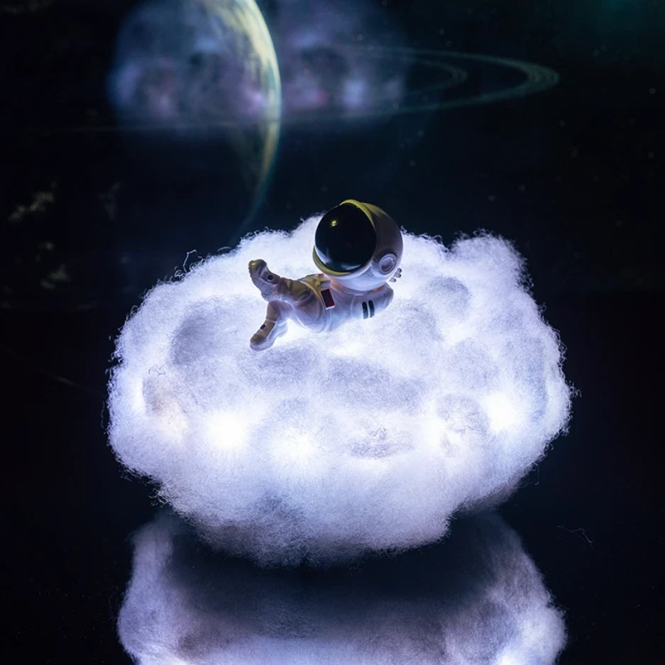 Josh & TSate - Astronaut Cloud Lamp - Astronaut floating on a cloud with planets in the background