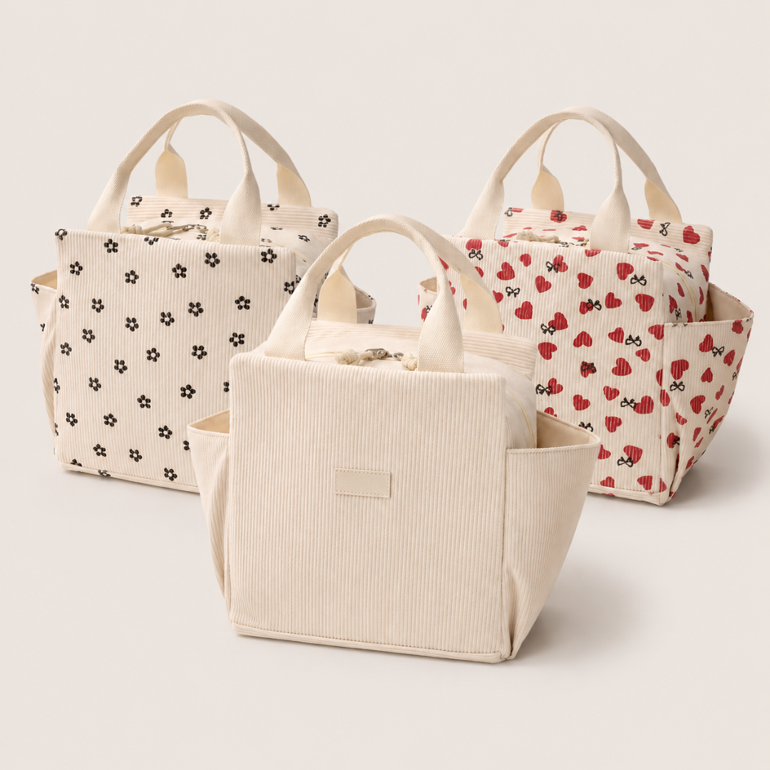 Josh & Tate - BentoCarry™ Insulated Lunch Bag - Three bags with different patterns on a light background