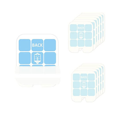 Josh & Tate - BugSheet™ Sticky Mosquito Catcher - Set of blue and white labels with icons on a white background