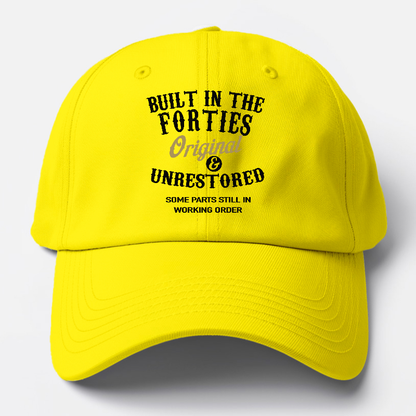 Yellow cap with black text on a white background