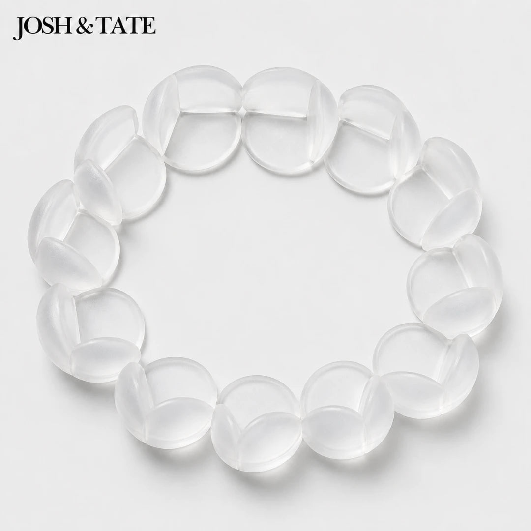 Josh & Tate - BumperBall™ Corner Protectors - Clear bracelet on a light gray background with 'JOSH & TATE' branding.