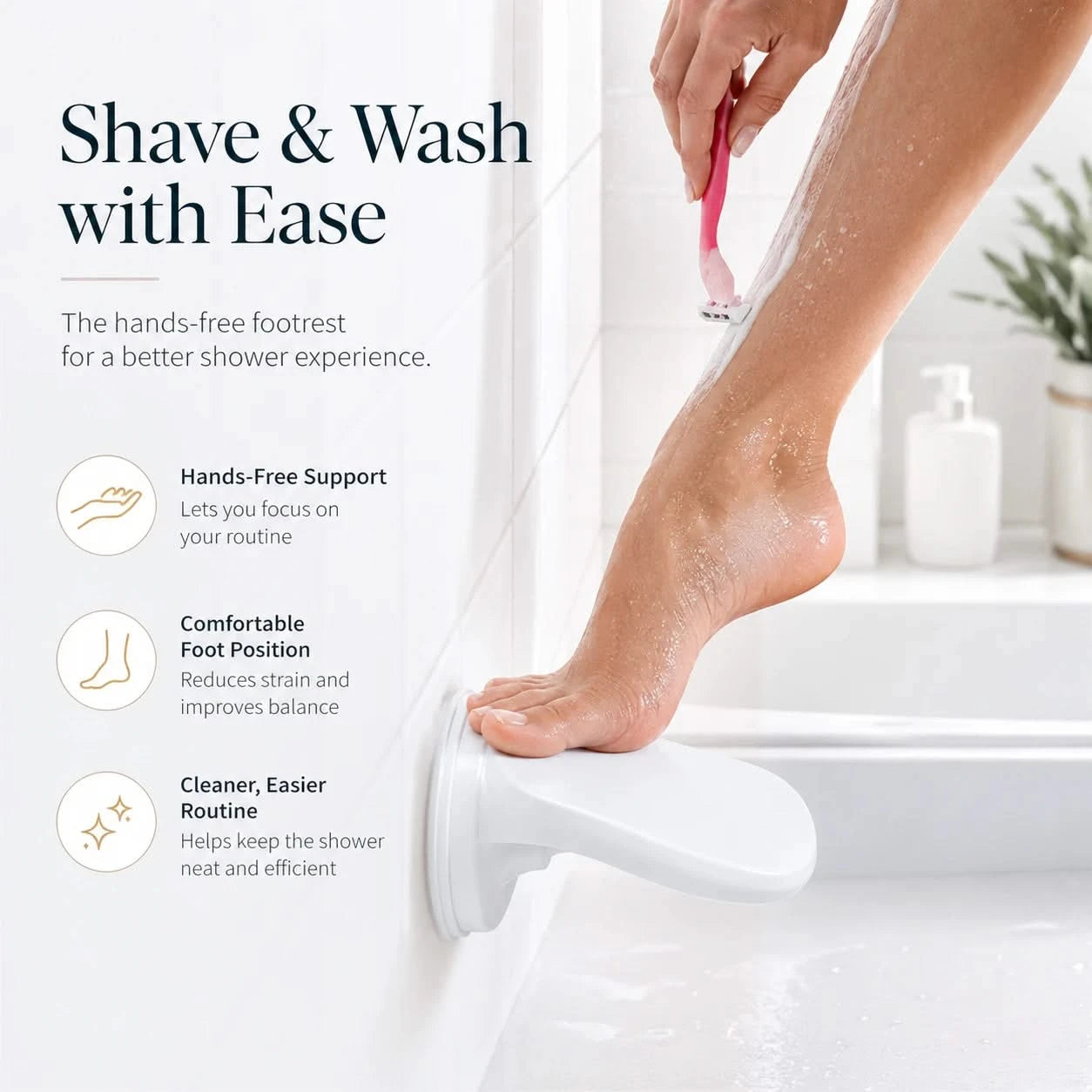 GripStep Shower Foot Rest Suction Cup Pedal