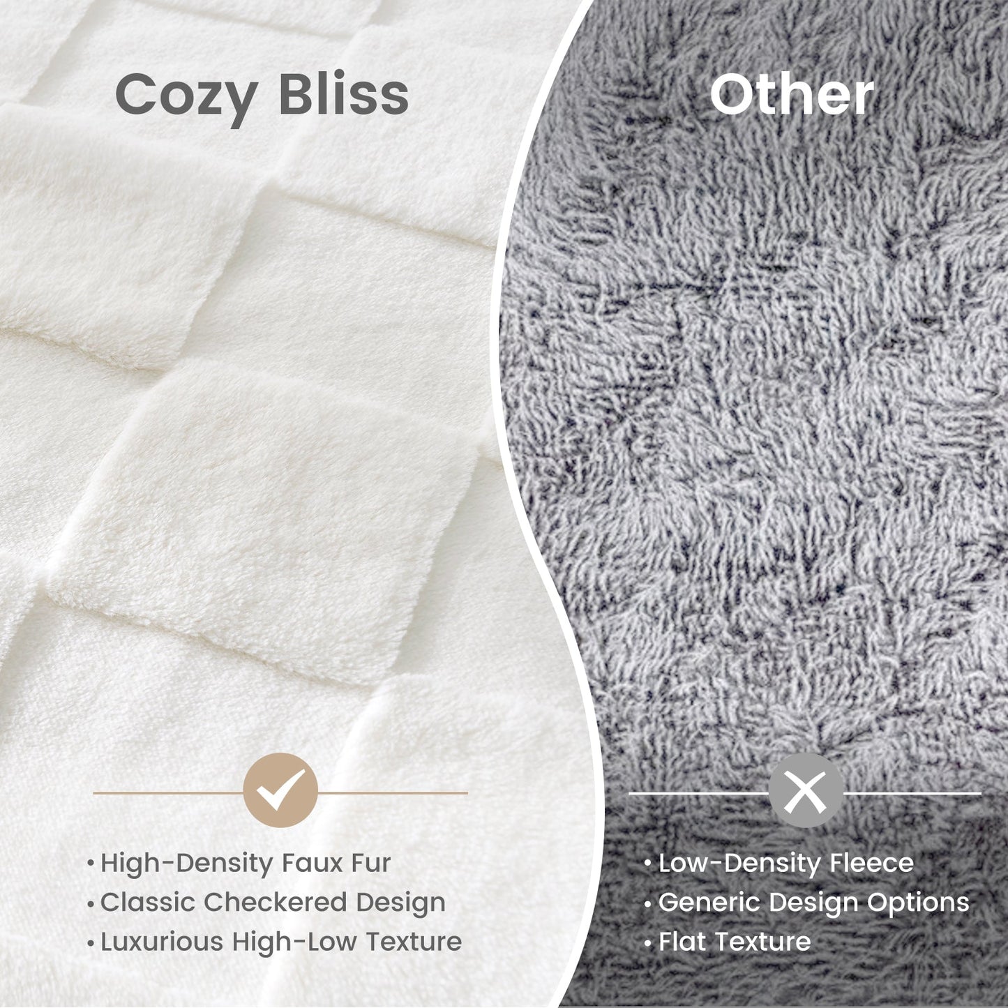 Comparison of Cozy Bliss and Other texture options with text labels.