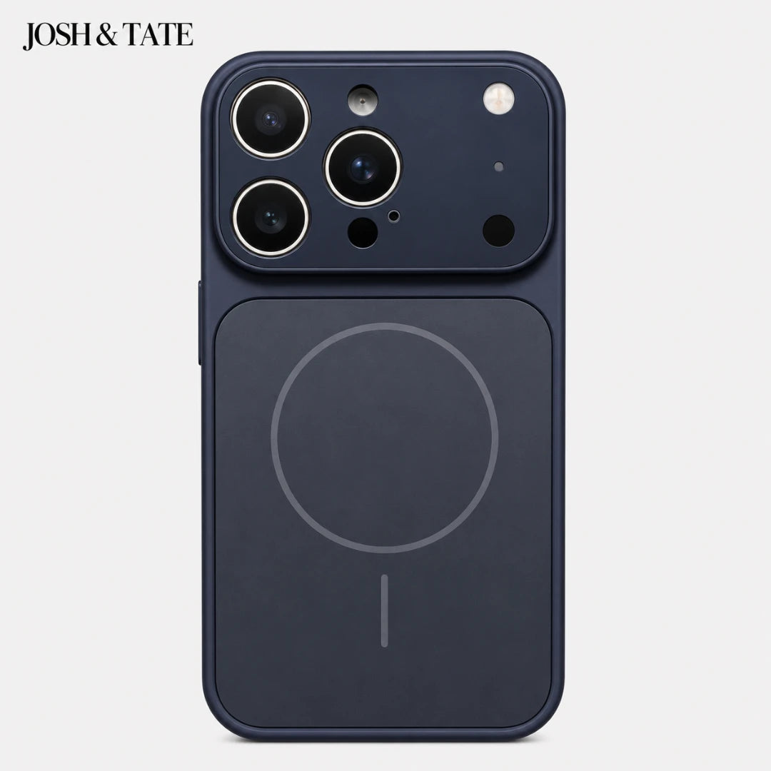 Josh & Tate - ChromeCore™ Premium MagSafe iPhone Case - Black phone case with a magnetic design on a white background, featuring the brand 'JOSH & Tate'.
