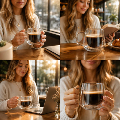 CoffeeBrew™ Double-Wall Glass Mug