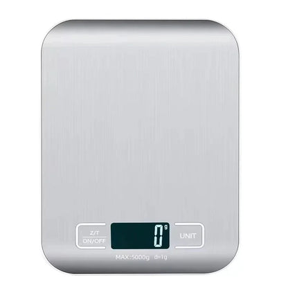 Digital kitchen scale with a white background