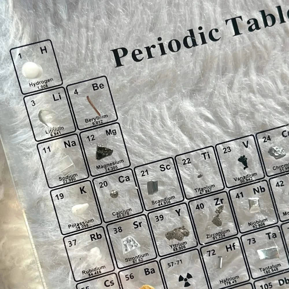 Josh & Tate - Elementa Periodic Table - Periodic table with real elements on a textured surface