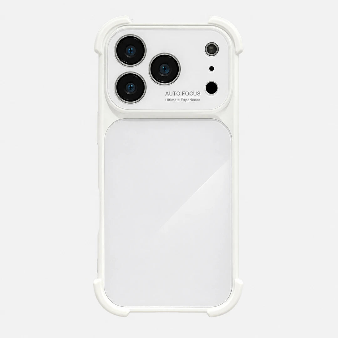 Josh & Tate - FlareShield™ iPhone Case - Clear phone case with Apple logo on a white background