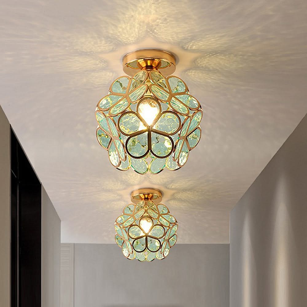 Decorative ceiling lights with floral design on a ceiling