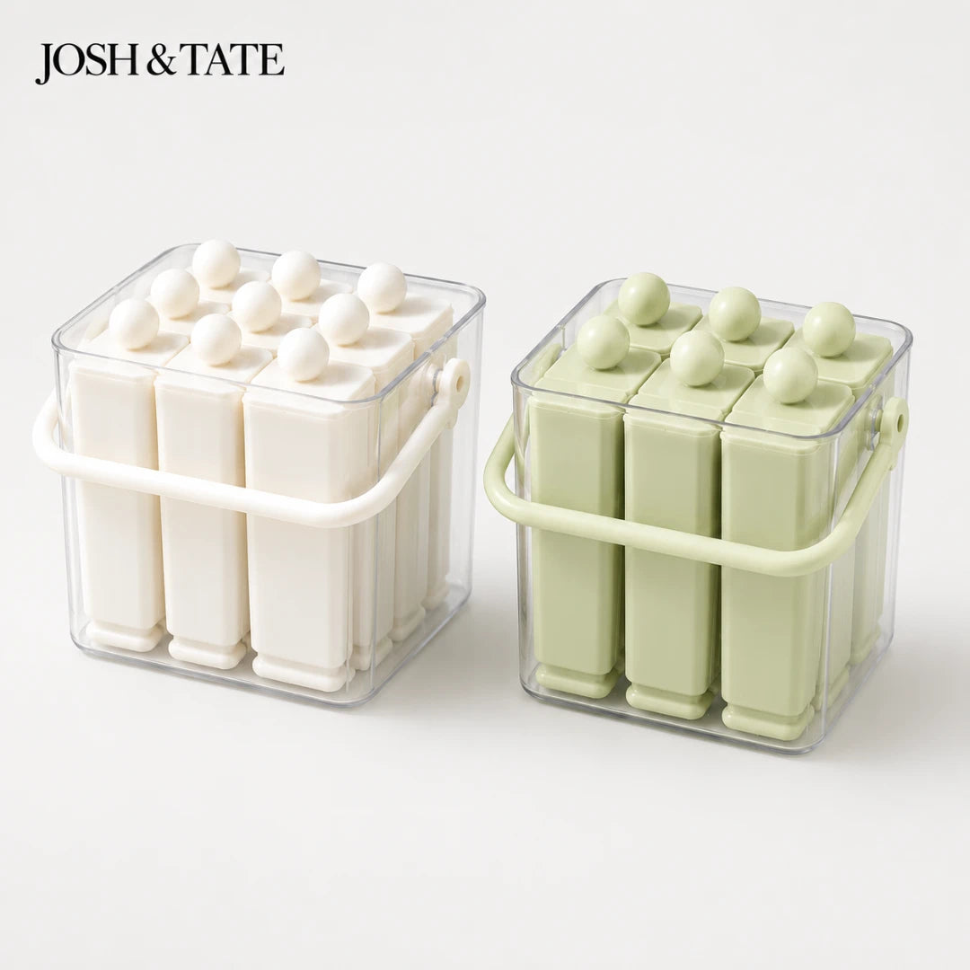 Josh & Tate - FrostPop™ 2-in-1 Popsicle Maker - Two containers of white and green wax melts with 'JOSH & TATE' branding on a white background.