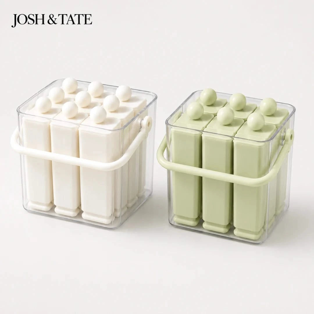Josh & Tate - FrostPop™ 2-in-1 Popsicle Maker - Two containers of white and green wax melts with 'JOSH & TATE' branding on a white background.