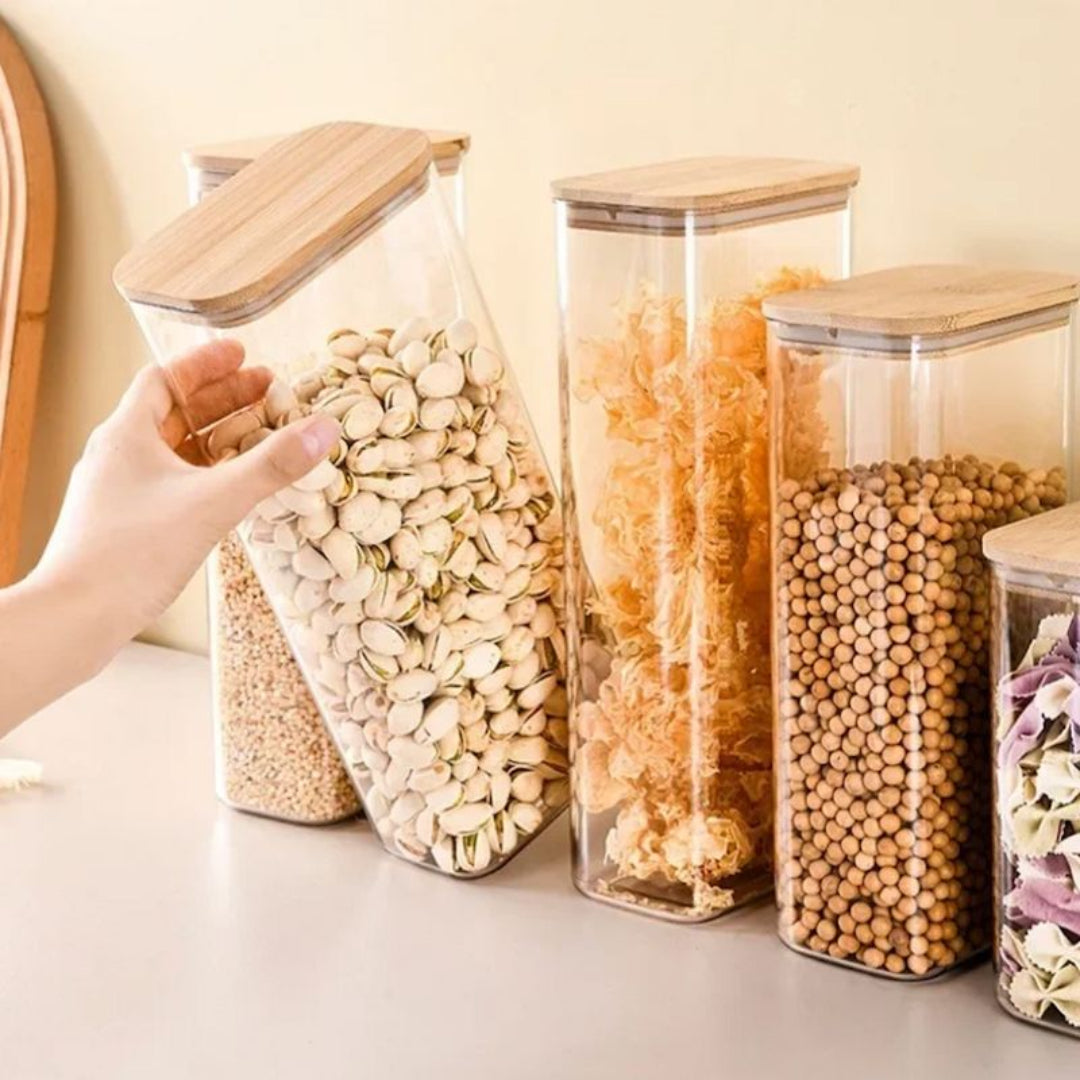 Glass Bamboo Storage Jar