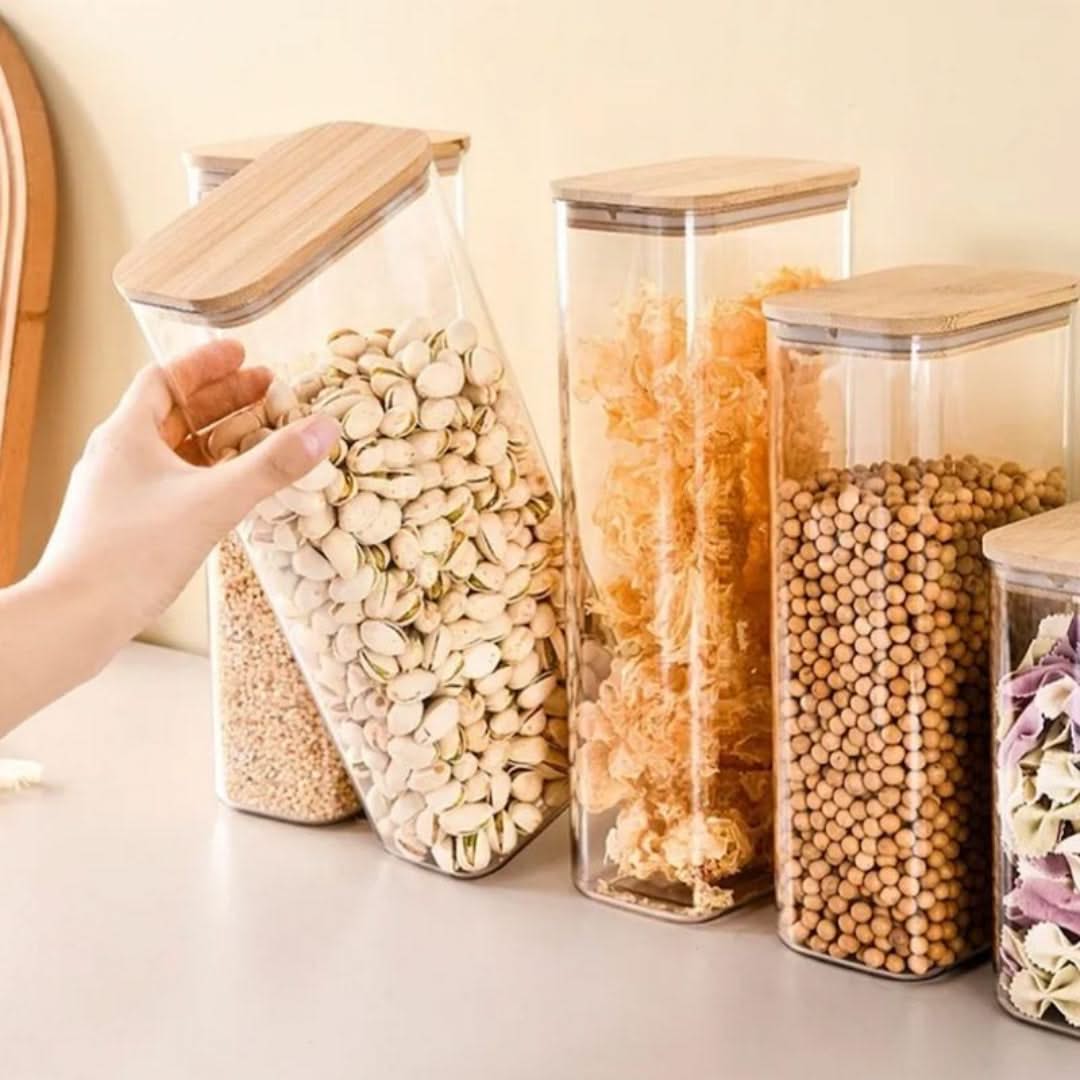 Glass Bamboo Storage Jar