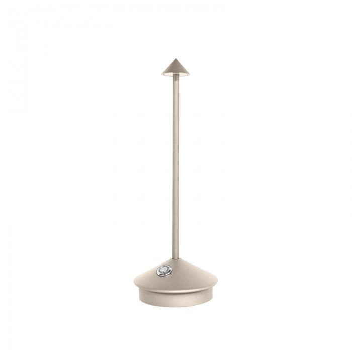 Beige toilet brush holder with a brush on a white background