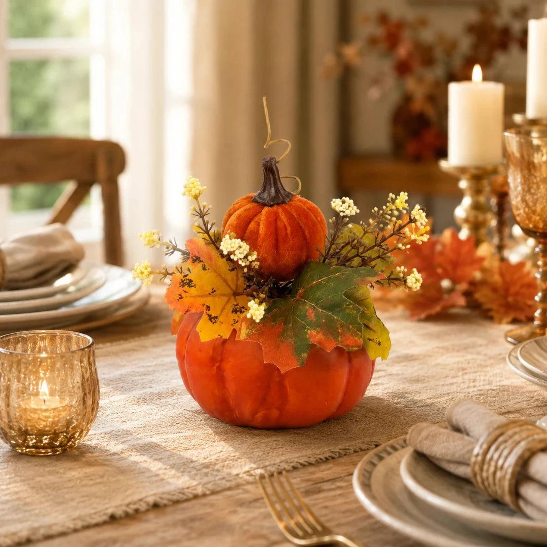 GoldenHarvest™ Decorative Artificial Pumpkin And Maple Leaf Ornaments