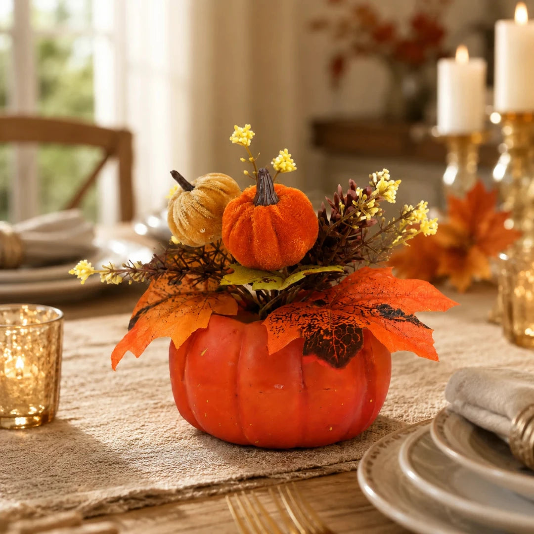 GoldenHarvest™ Decorative Artificial Pumpkin And Maple Leaf Ornaments