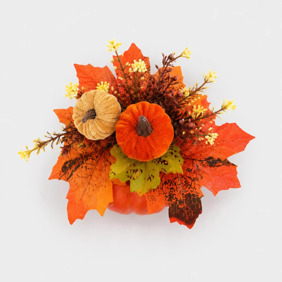 GoldenHarvest™ Decorative Artificial Pumpkin And Maple Leaf Ornaments
